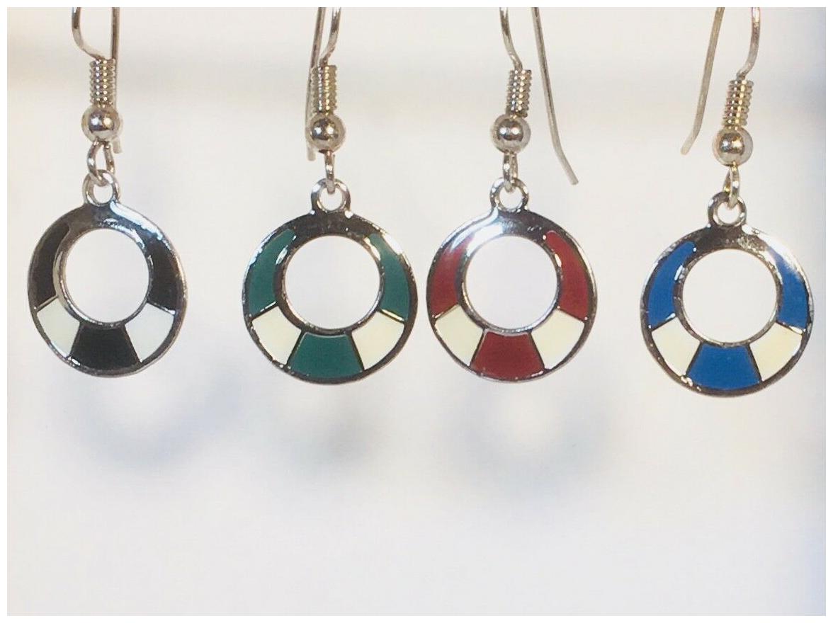

Small Round Enamel Dangle Earrings Stefano Artisan Handmade Plated