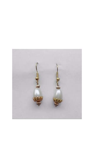 Smart Strings Golden Cream Drops Earrings Online At Low Prices Smart Strings Golden Cream Drops Earrings