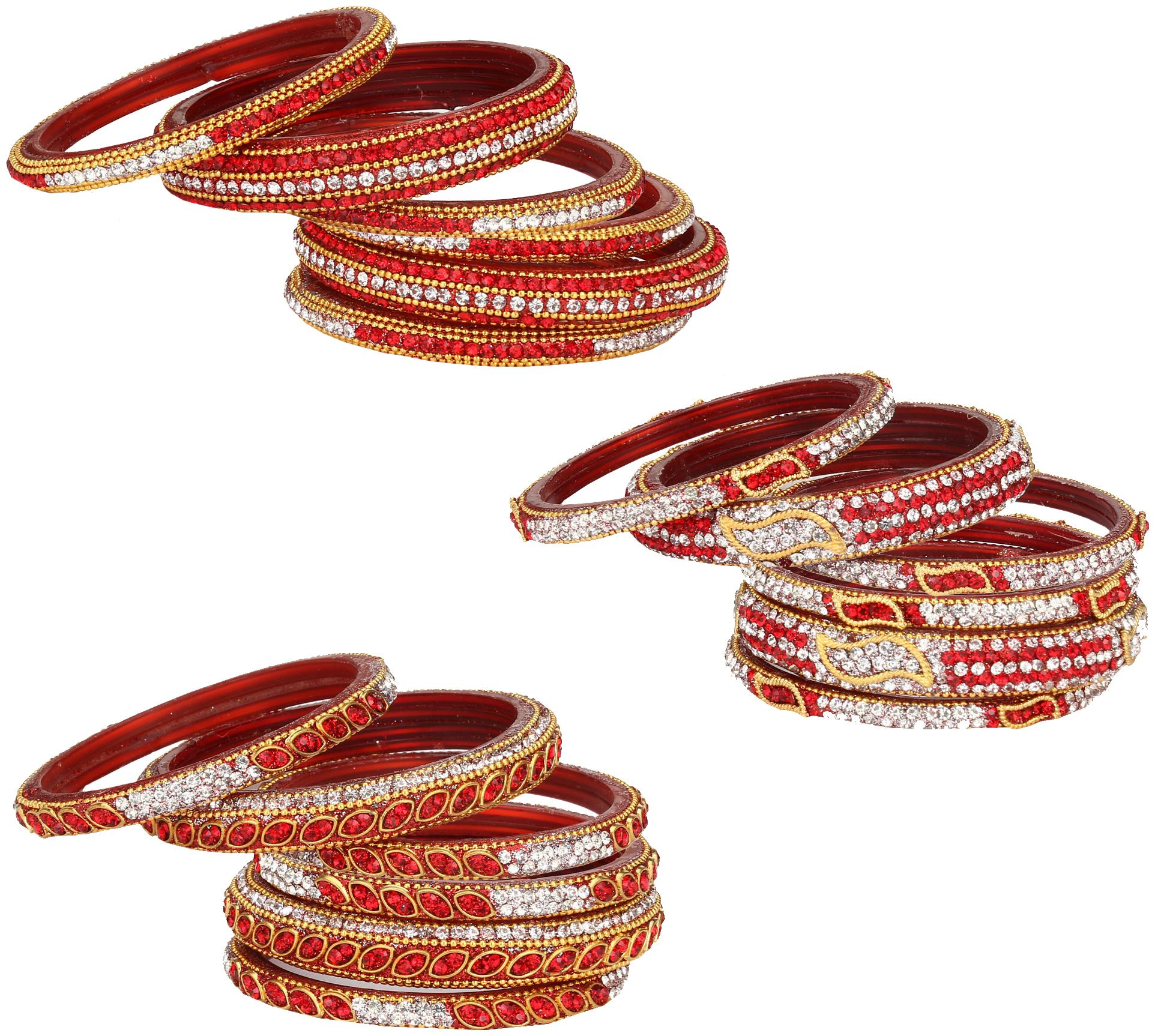 

Somi Glass Bangle Cum Kada Ornamented With Colorful Chips Set Of Three Matching And Trendy Color(Six Piece Each Color)-co32