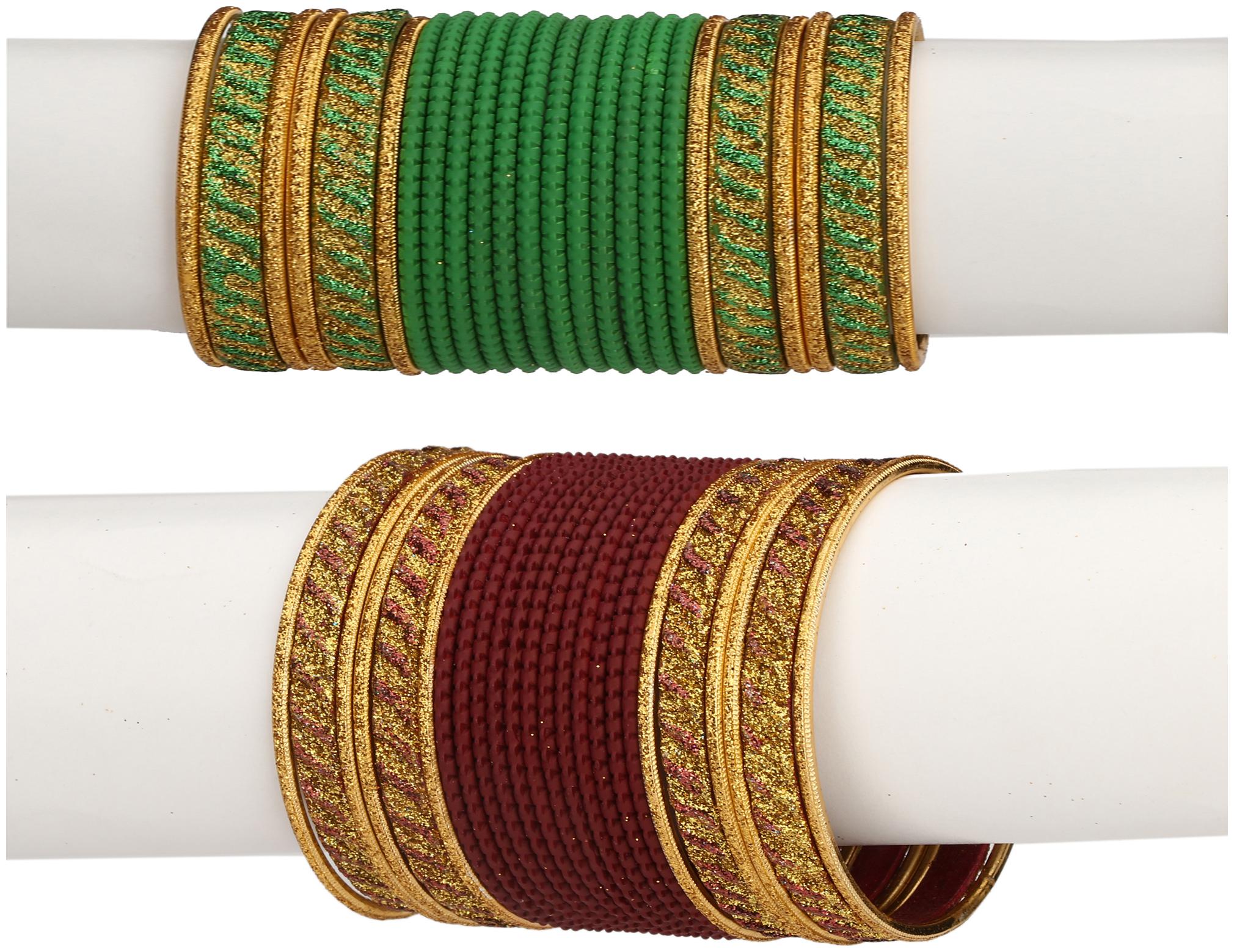

Somil Colorful Combo Of 2 Metal Bangle Set For Party And Daily Use 24 Bangle Each Color