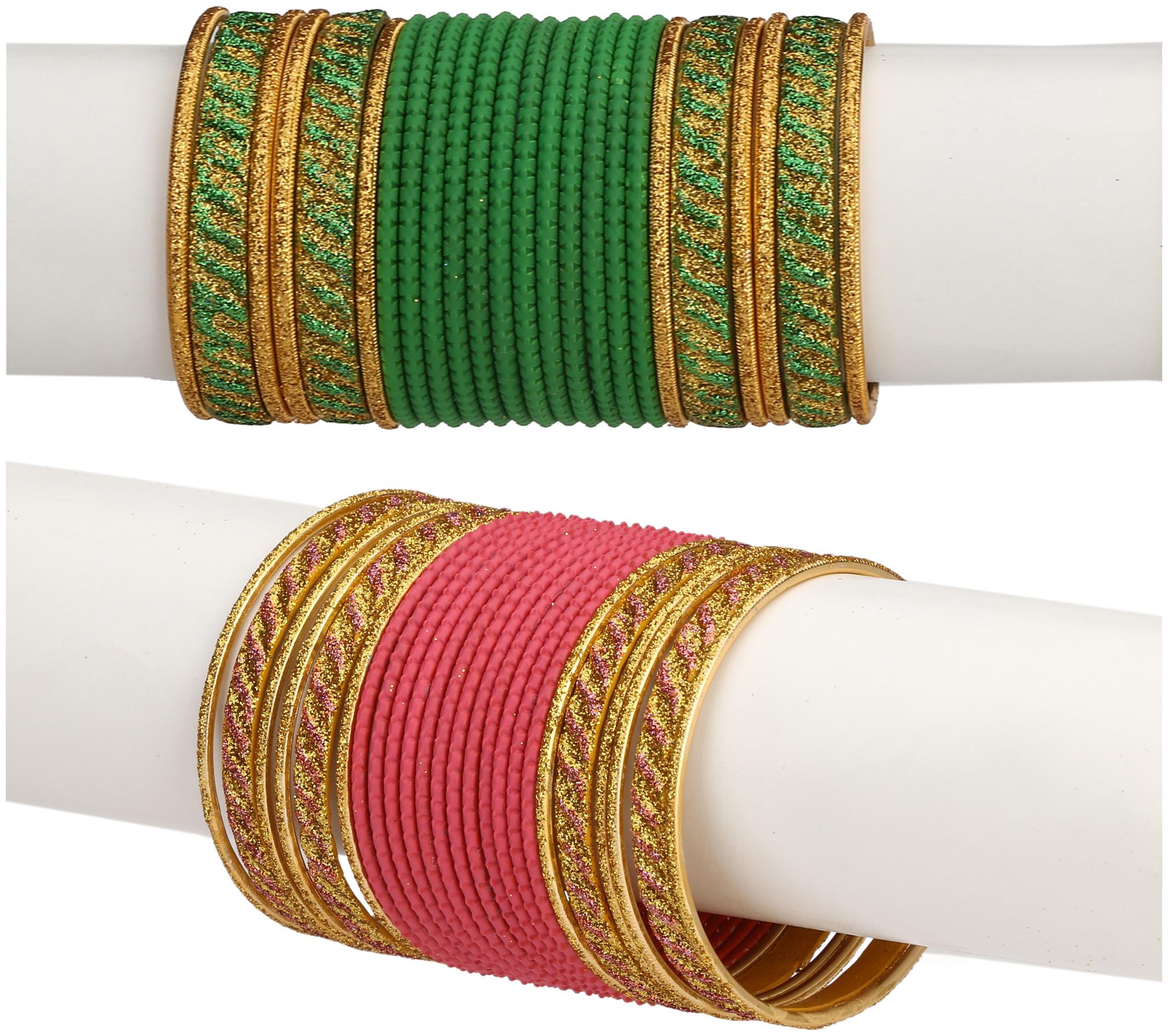 

Somil Colorful Combo Of 2 Metal Bangle Set For Party And Daily Use 24 Bangle Each Color
