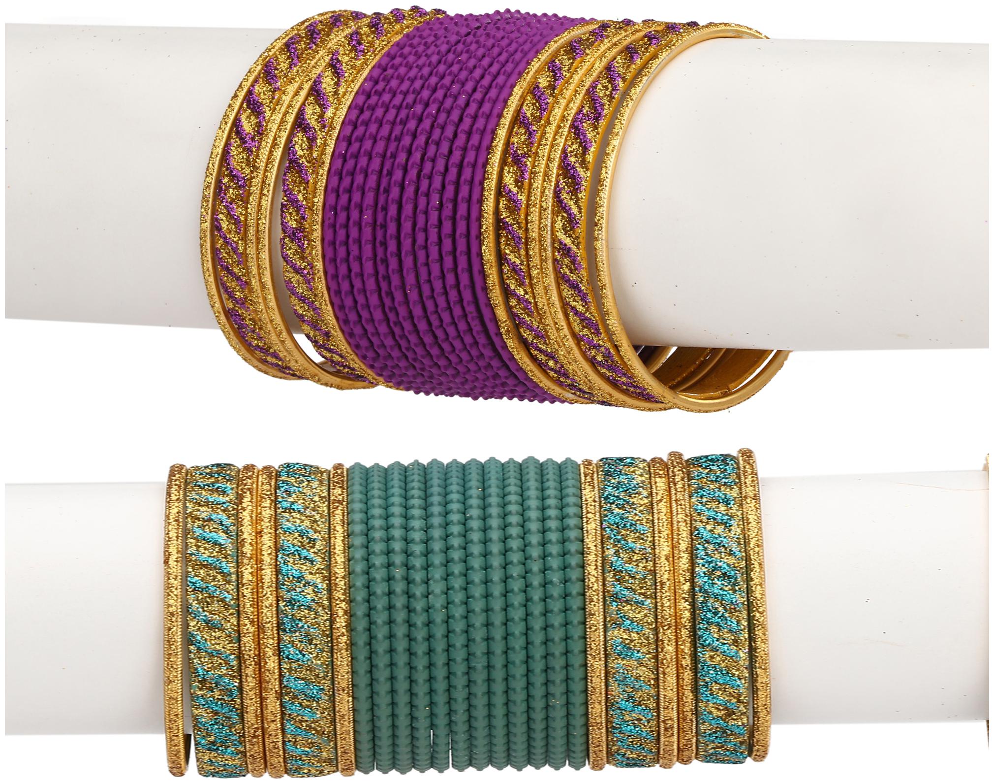 

Somil Colorful Combo Of 2 Metal Bangle Set For Party And Daily Use 24 Bangle Each Color