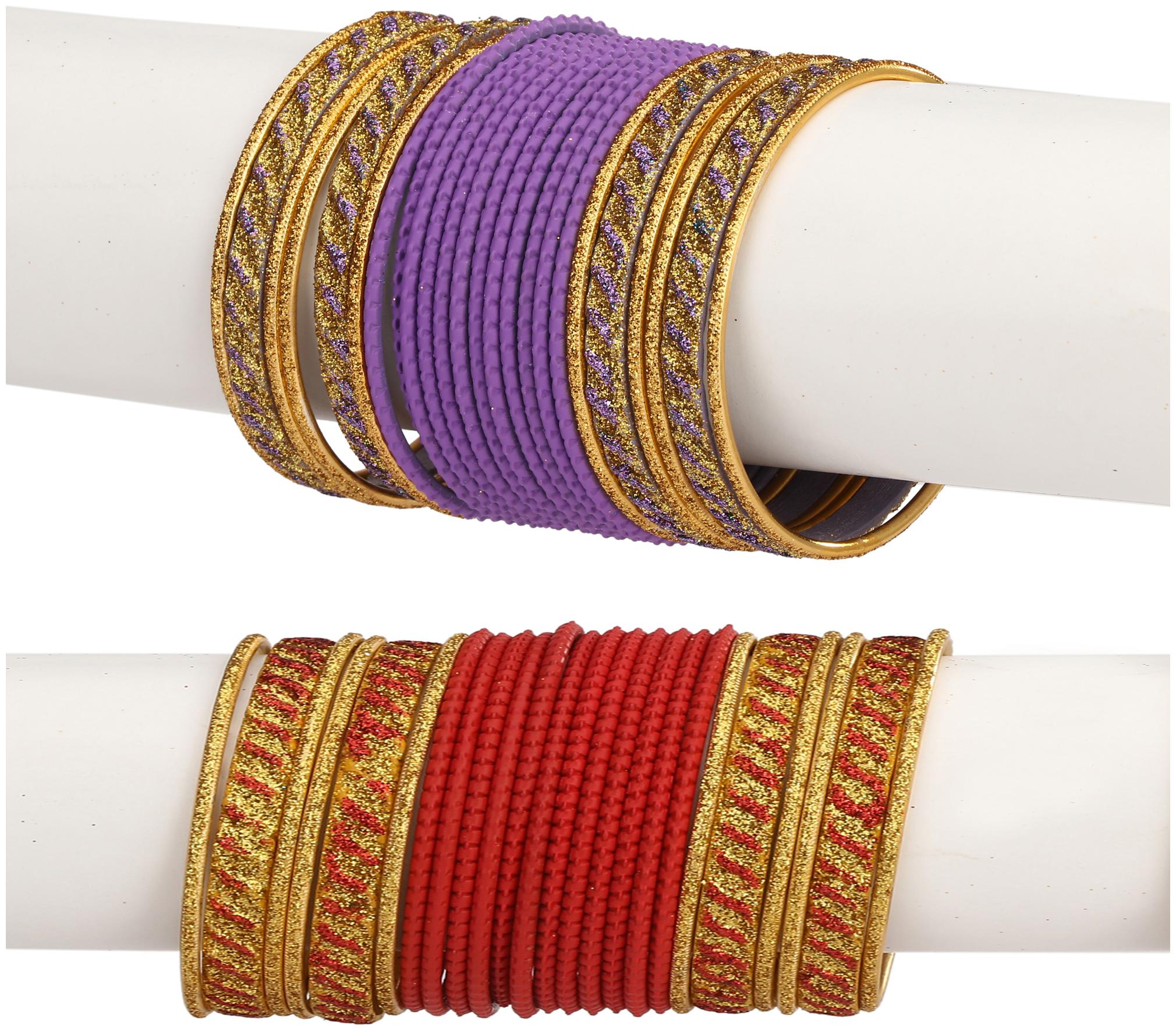 

Somil Colorful Combo Of 2 Metal Bangle Set For Party And Daily Use 24 Bangle Each Color