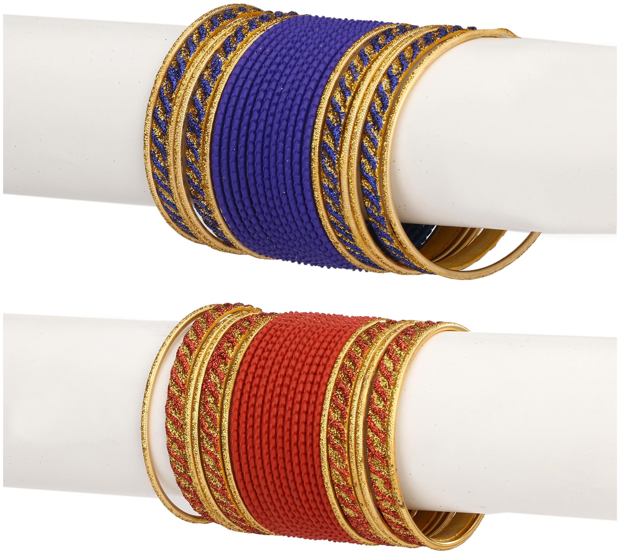 

Somil Colorful Combo Of 2 Metal Bangle Set For Party And Daily Use 24 Bangle Each Color