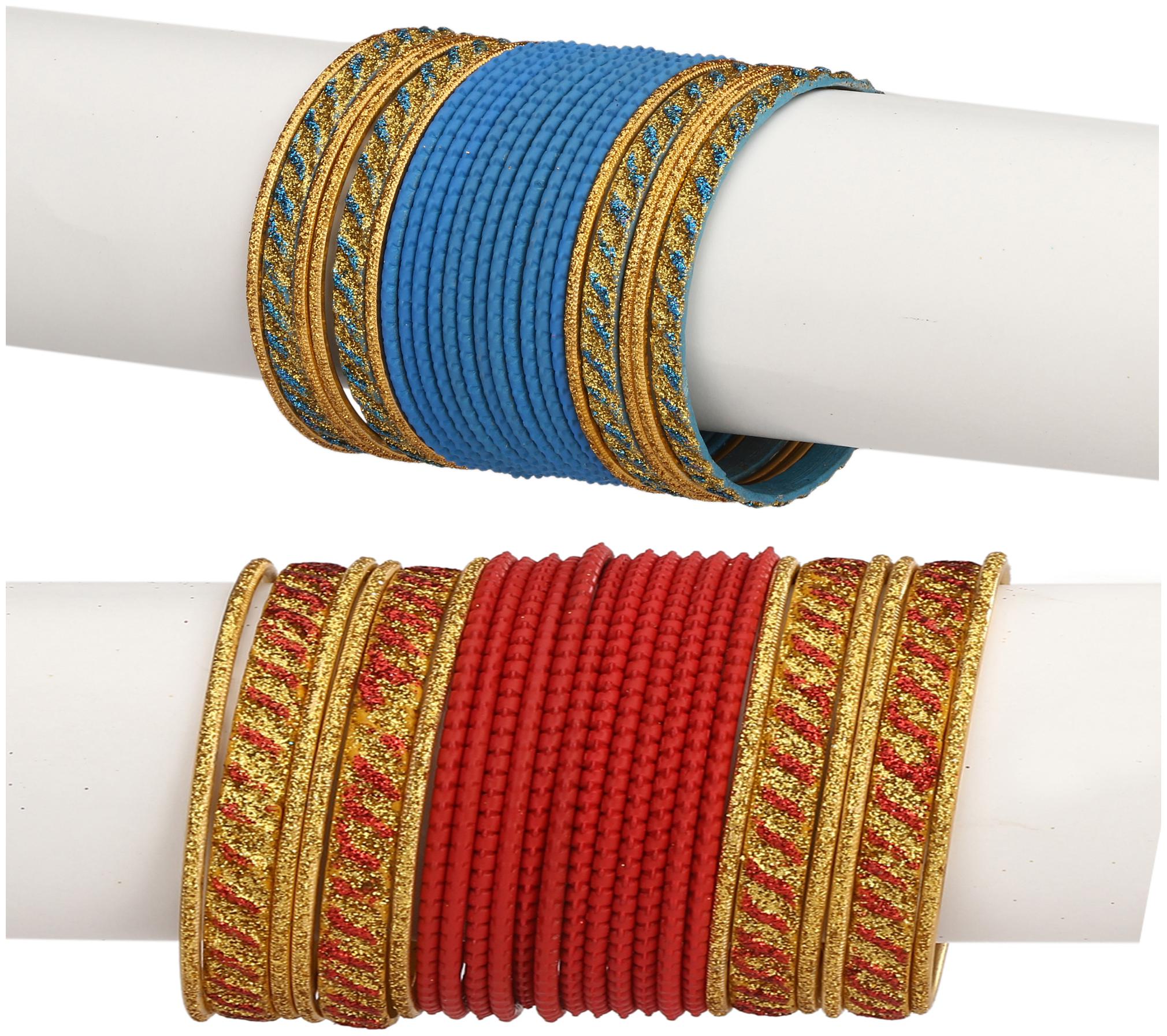 

Somil Colorful Combo Of 2 Metal Bangle Set For Party And Daily Use 24 Bangle Each Color