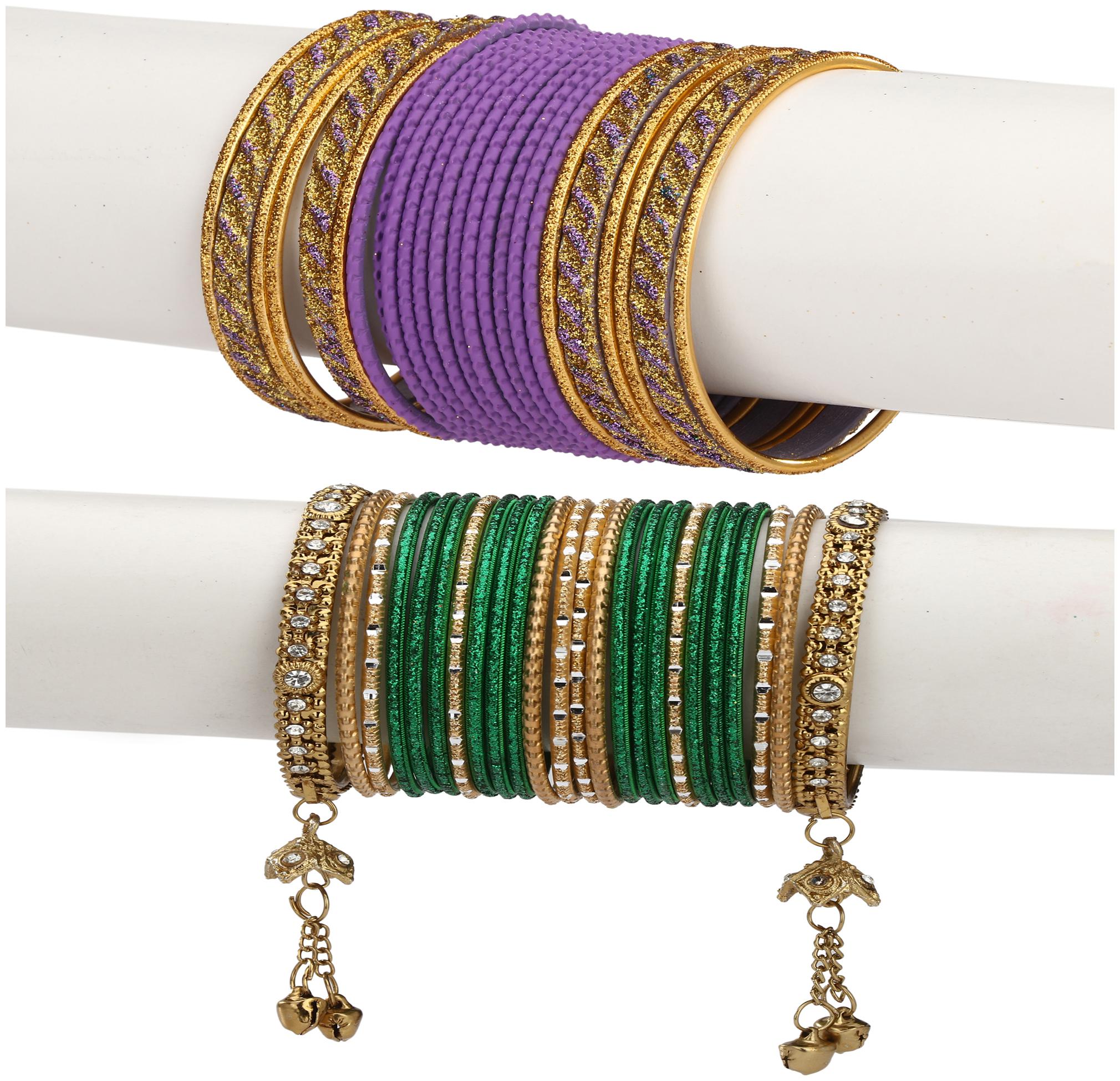 

Somil Colorful Combo Of 2 Metal Bangle Set For Party And Daily Use 24 Bangle Each Color
