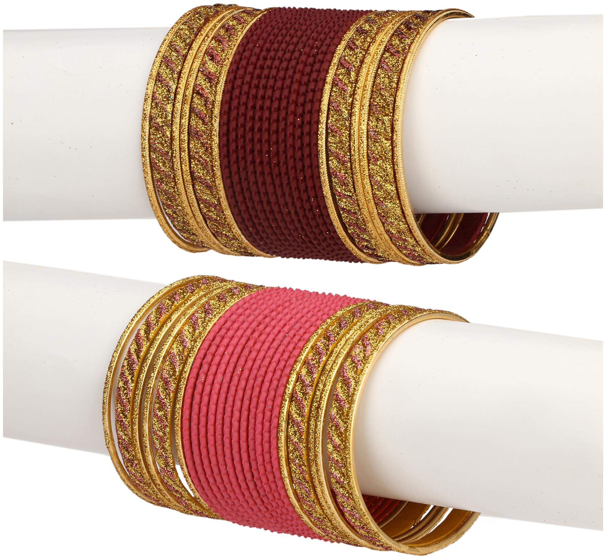 

Somil Colorful Combo Of 2 Metal Bangle Set For Party And Daily Use 24 Bangle Each Color