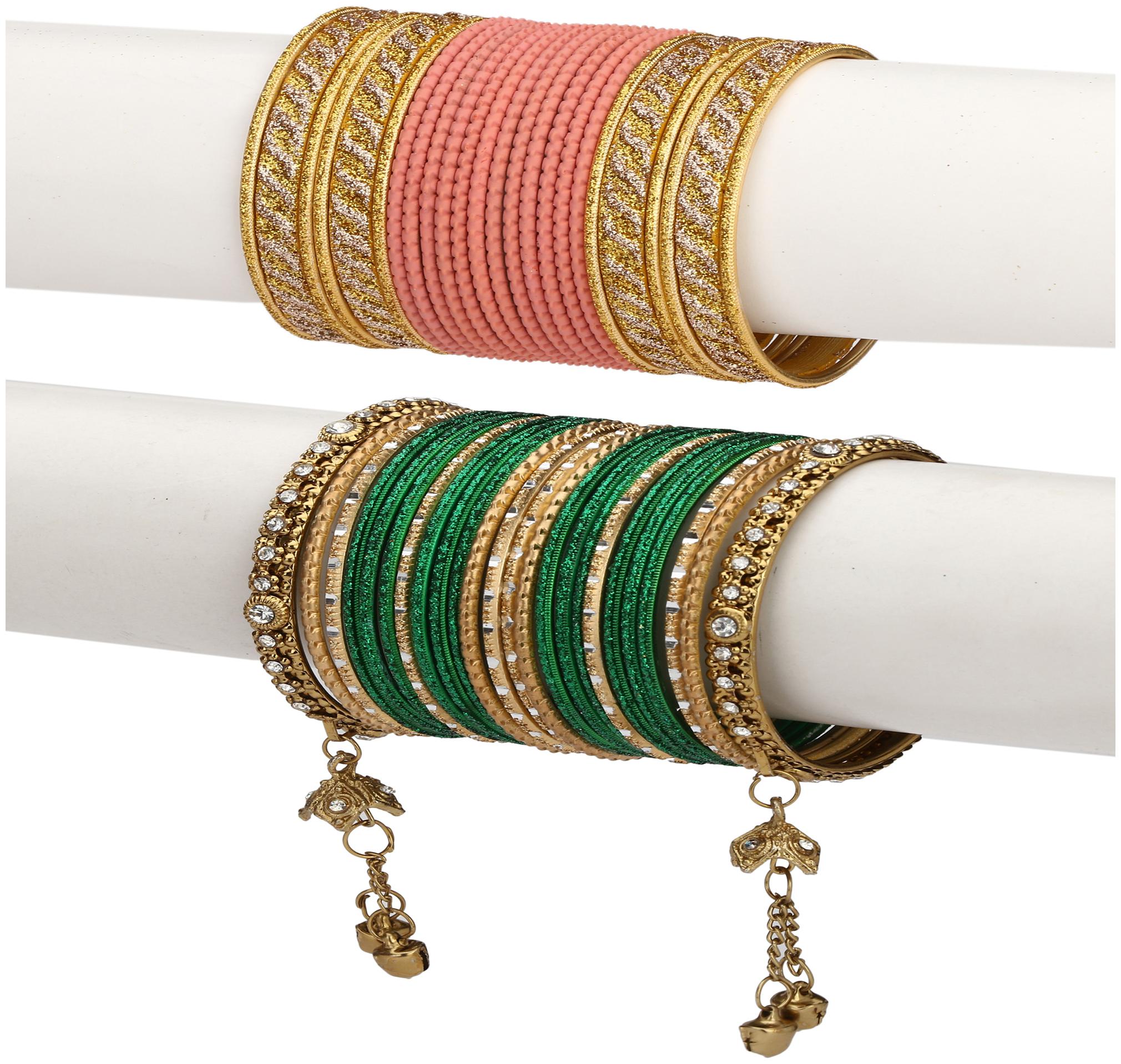 

Somil Colorful Combo Of 2 Metal Bangle Set For Party And Daily Use 24 Bangle Each Color