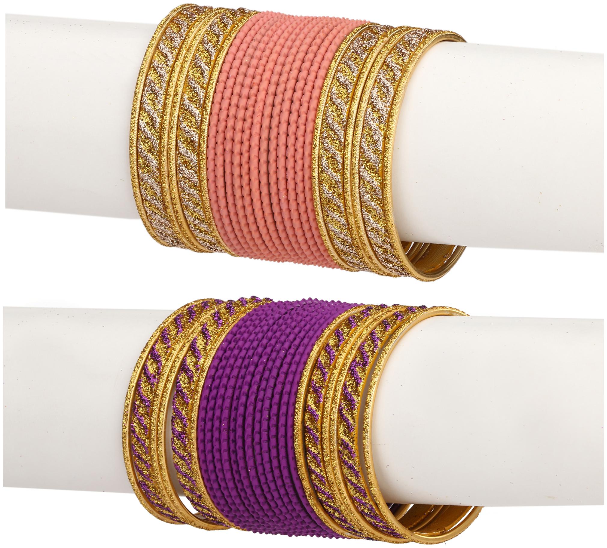 

Somil Colorful Combo Of 2 Metal Bangle Set For Party And Daily Use 24 Bangle Each Color