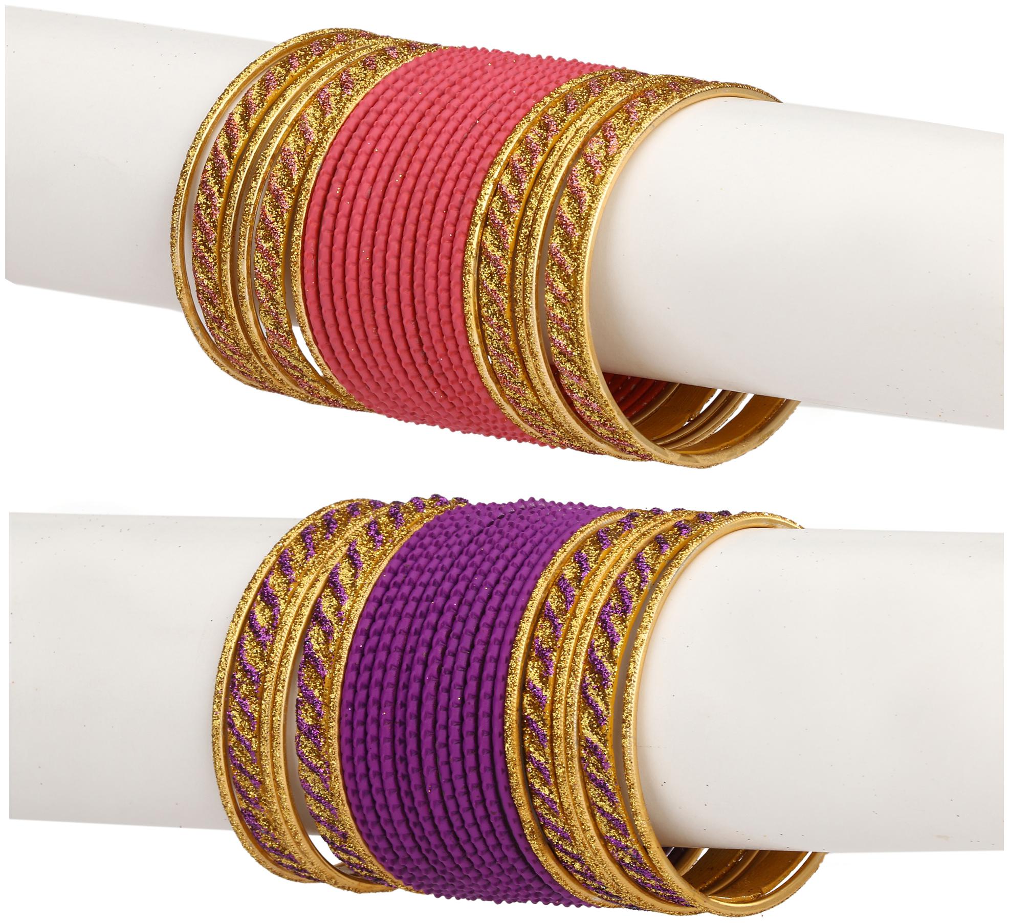 

Somil Colorful Combo Of 2 Metal Bangle Set For Party And Daily Use 24 Bangle Each Color