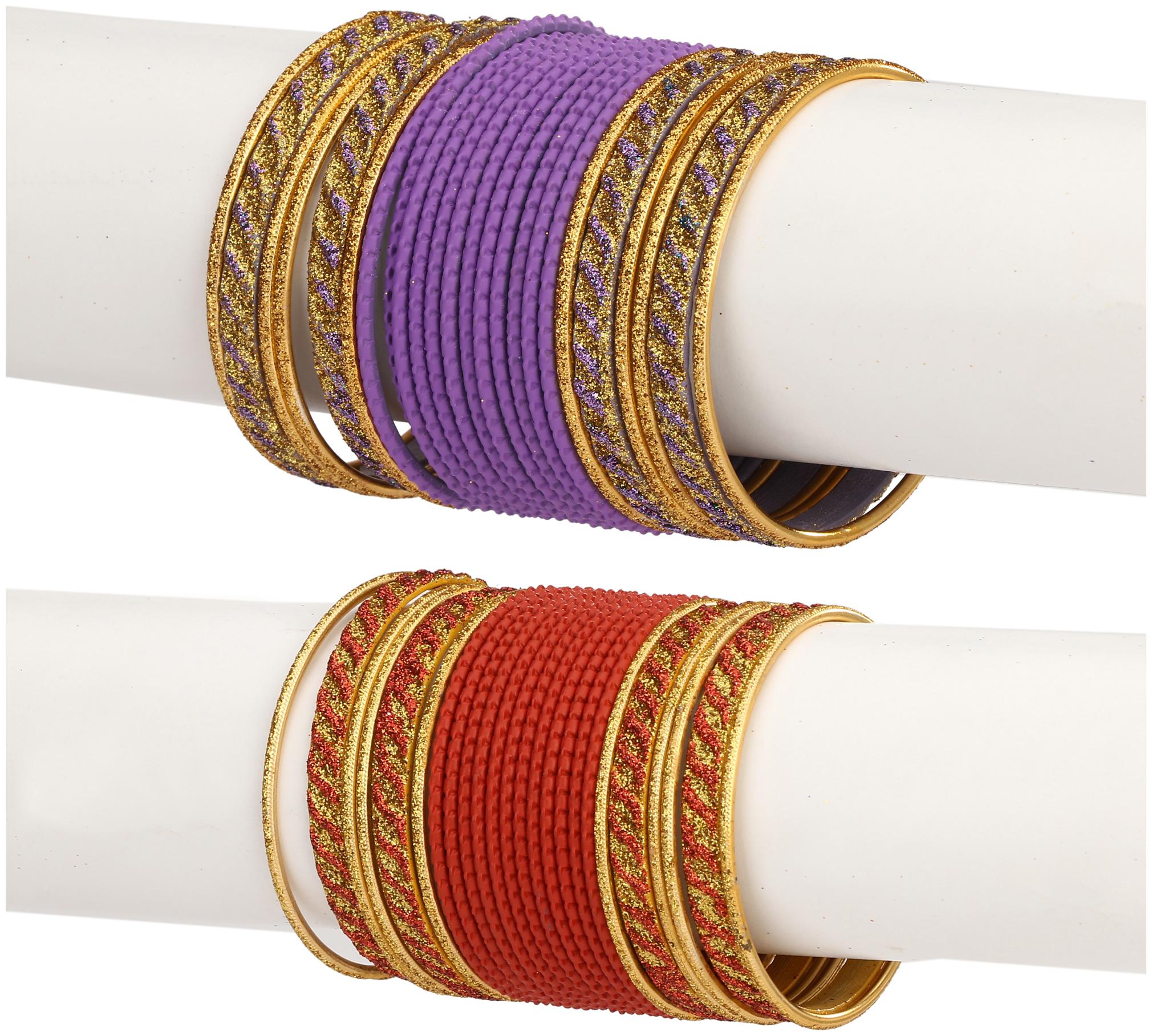 

Somil Colorful Combo Of 2 Metal Bangle Set For Party And Daily Use 24 Bangle Each Color
