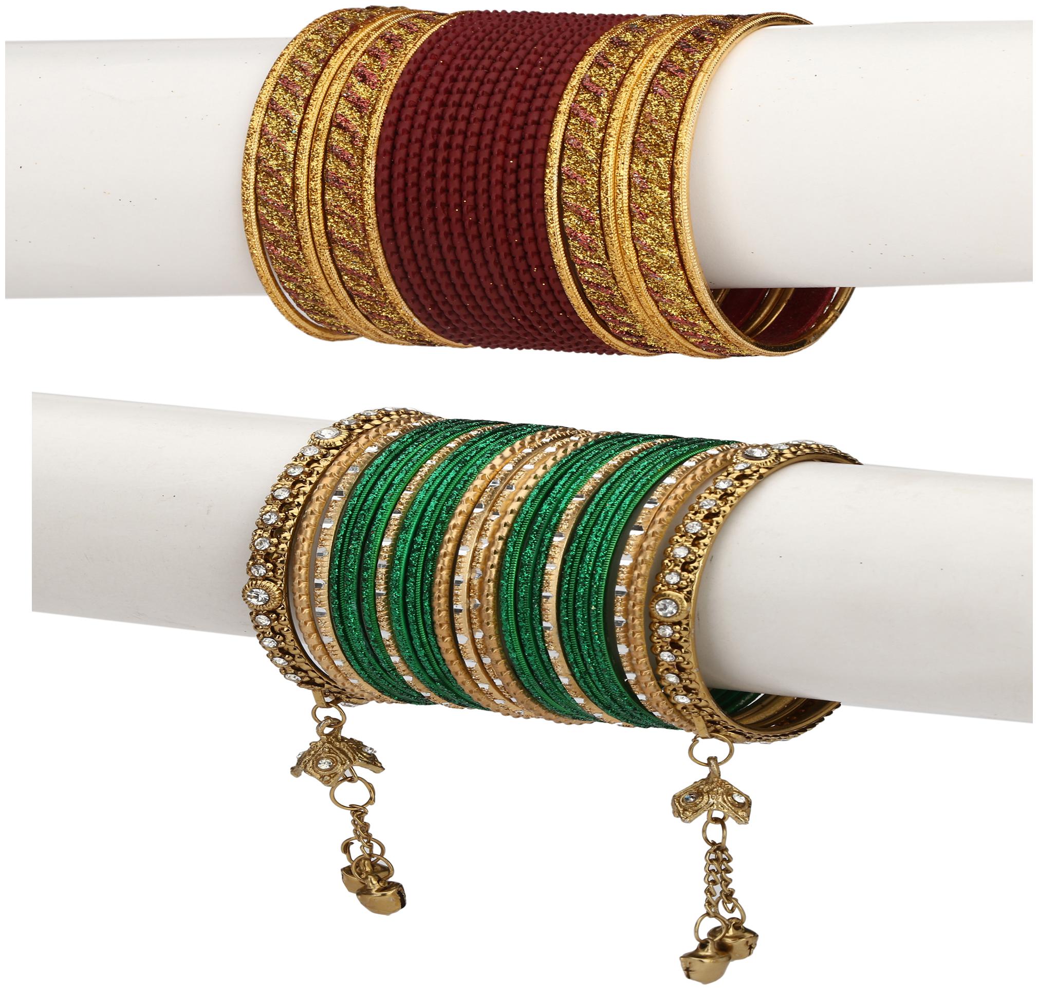 

Somil Colorful Combo Of 2 Metal Bangle Set For Party And Daily Use 24 Bangle Each Color