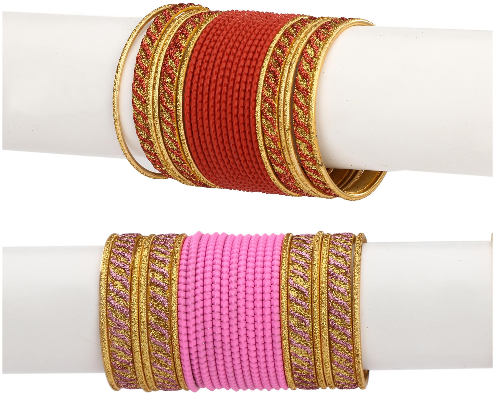 

Somil Colorful Combo Of 2 Metal Bangle Set For Party And Daily Use 24 Bangle Each Color