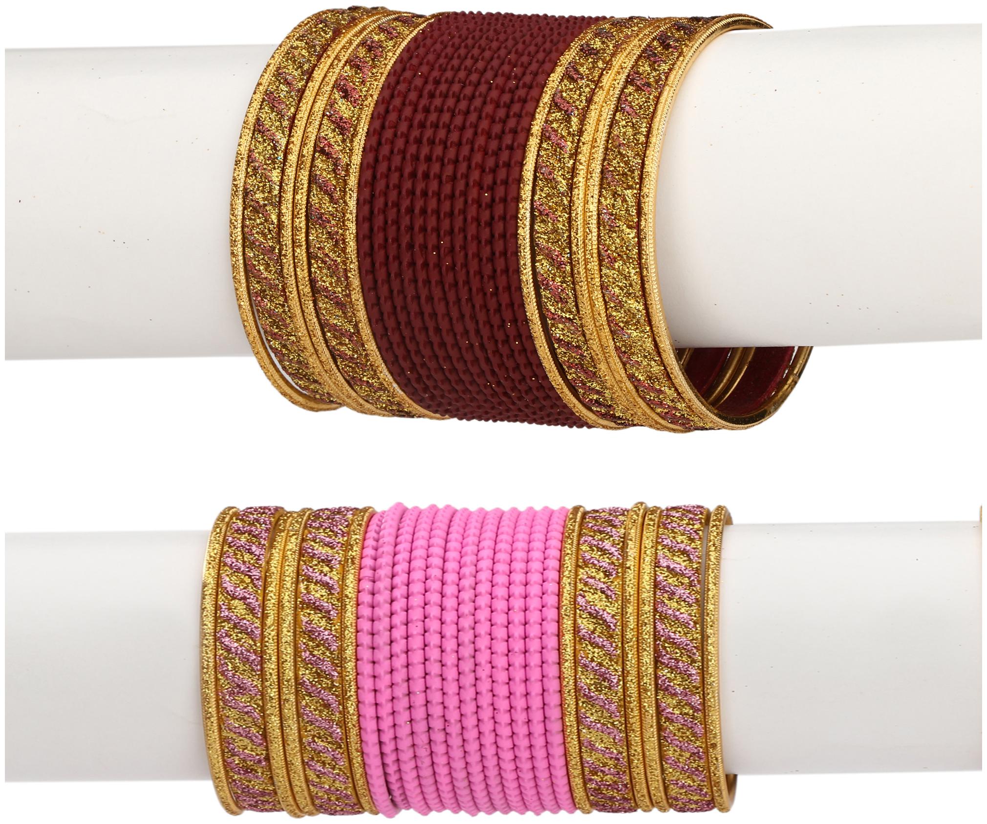 

Somil Colorful Combo Of 2 Metal Bangle Set For Party And Daily Use 24 Bangle Each Color