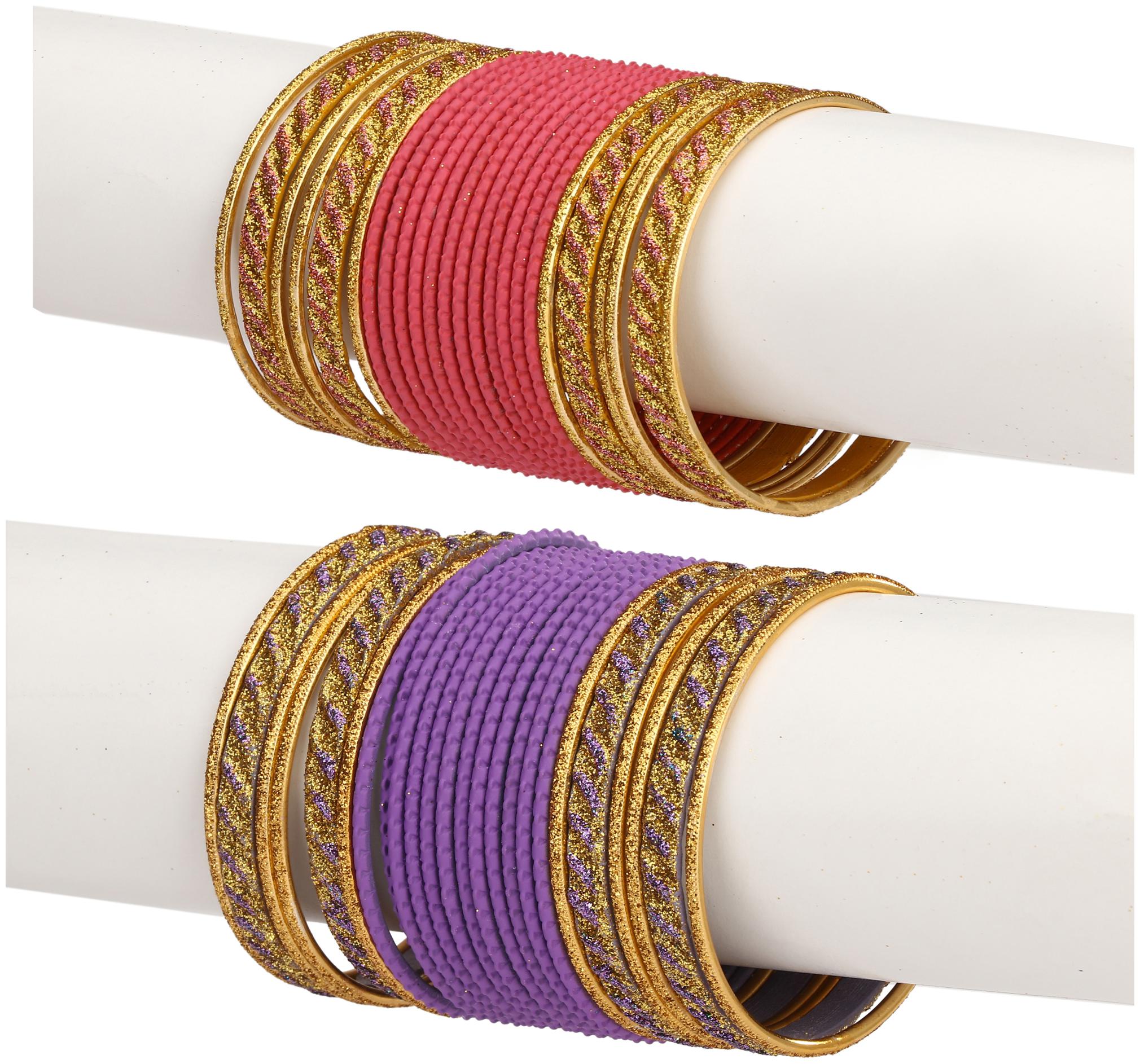 

Somil Colorful Combo Of 2 Metal Bangle Set For Party And Daily Use 24 Bangle Each Color