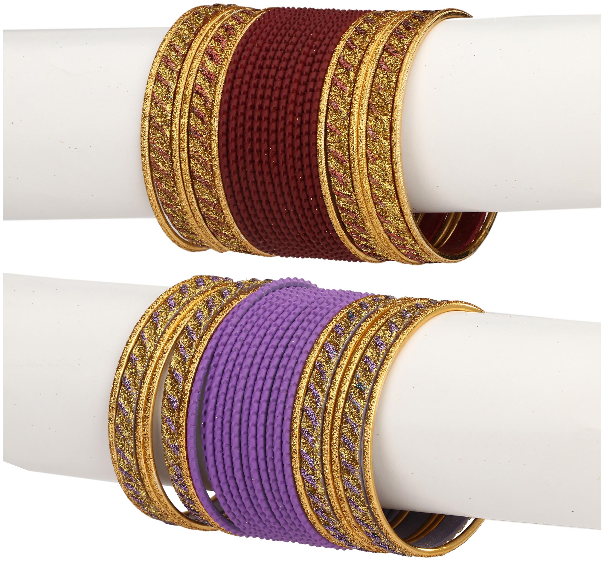 

Somil Colorful Combo Of 2 Metal Bangle Set For Party And Daily Use 24 Bangle Each Color