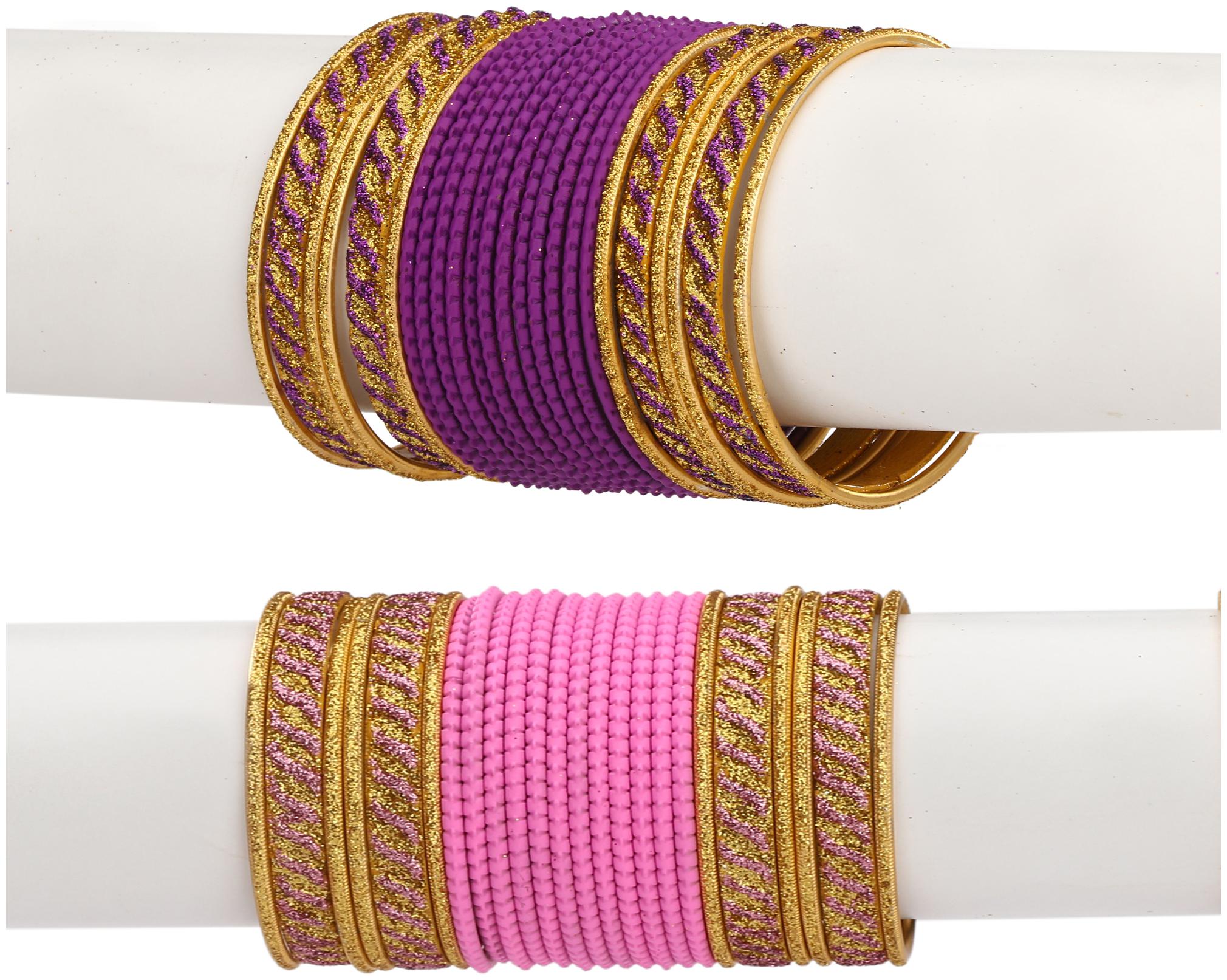 

Somil Colorful Combo Of 2 Metal Bangle Set For Party And Daily Use 24 Bangle Each Color