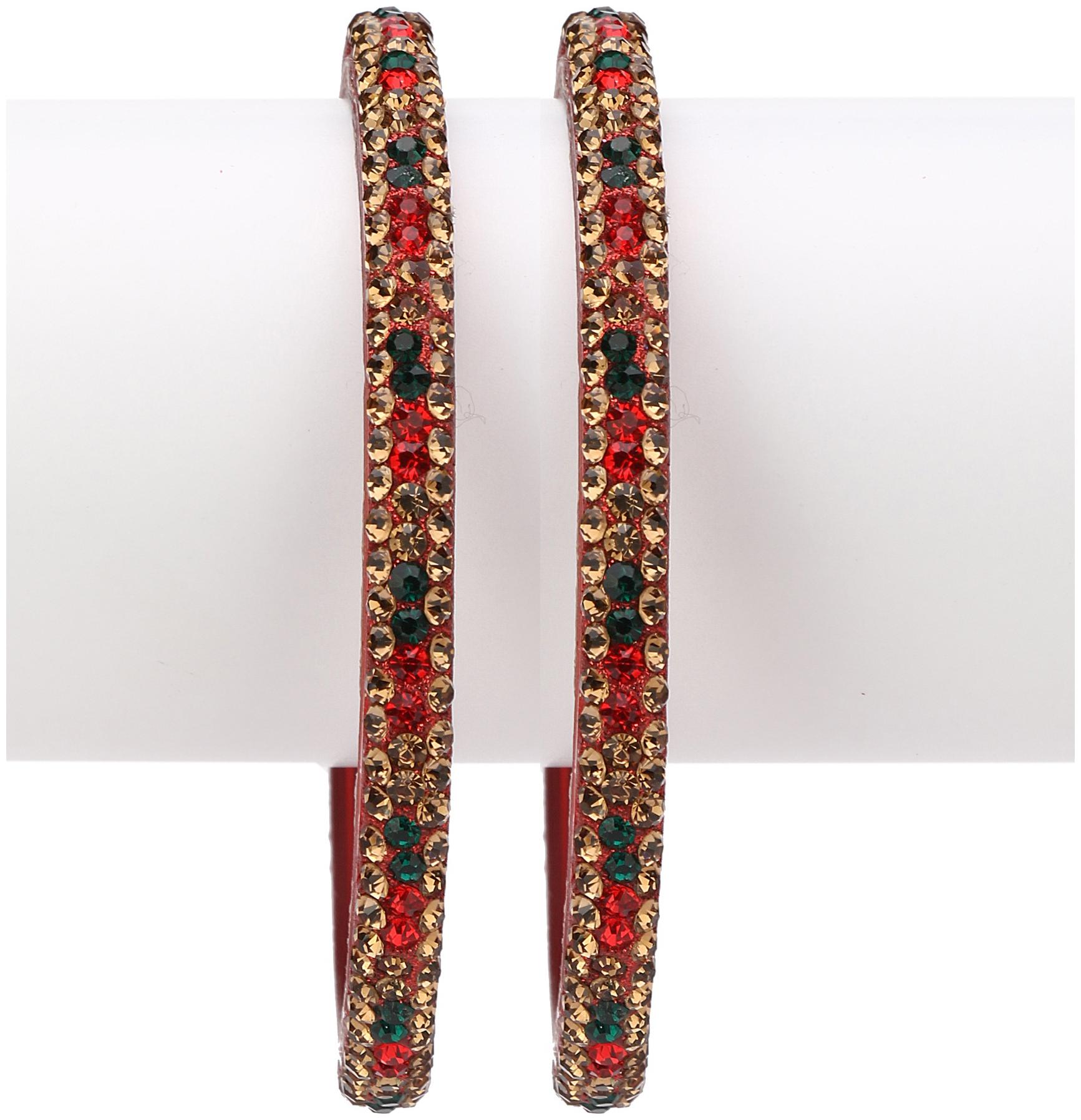 

Somil Exclusive Wedding Collection Kada Bangle Set Designer Ornamented Red Golden (Size 2 4)f34