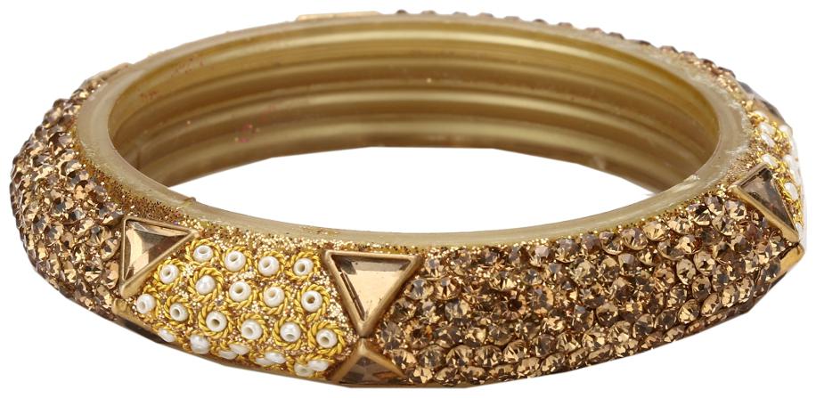 

Somil Exclusive Wedding Collection Kada Designer Ornamented White Golden (Size 2 8)