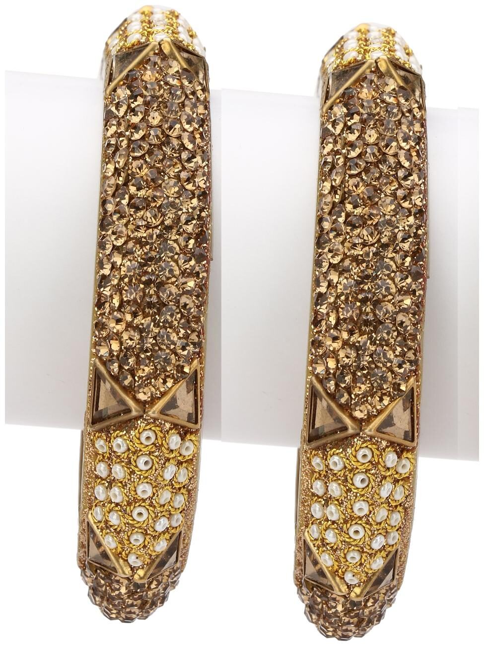 

Somil Exclusive Wedding Collection Kada Designer Ornamented White Golden (Size 2 6)