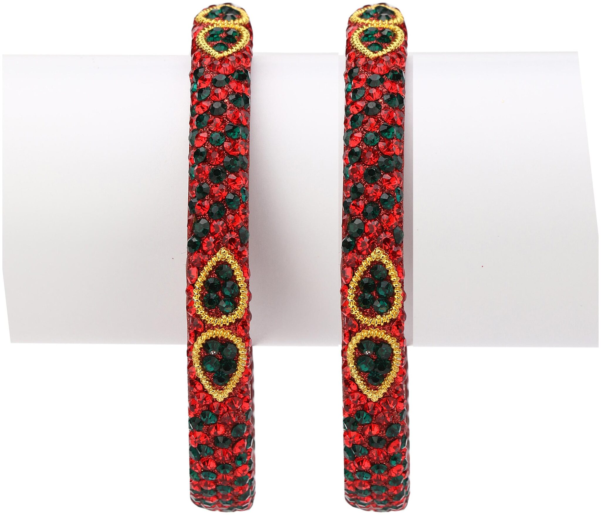 

Somil Exclusive Wedding Collection Kada Bangle Set Designer Ornamented Red Golden (Size 2 4)fe4