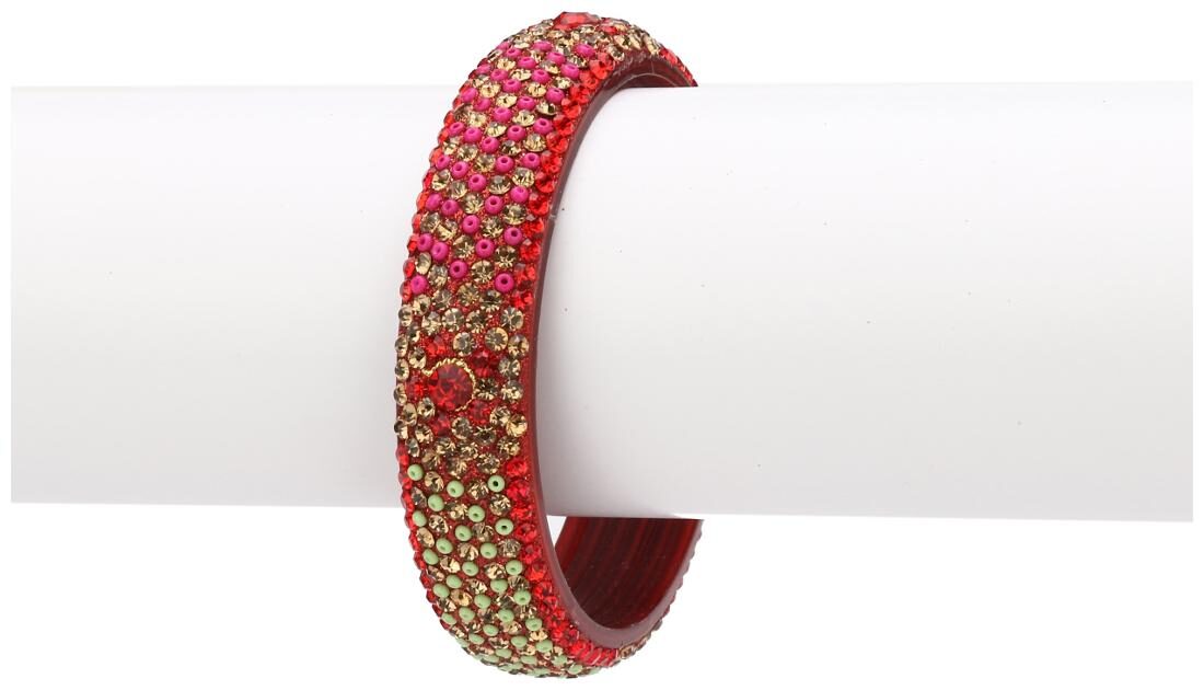 

Somil Exclusive Wedding Collection Kada Designer Ornamented Red Blue Golden (Size 2 8)