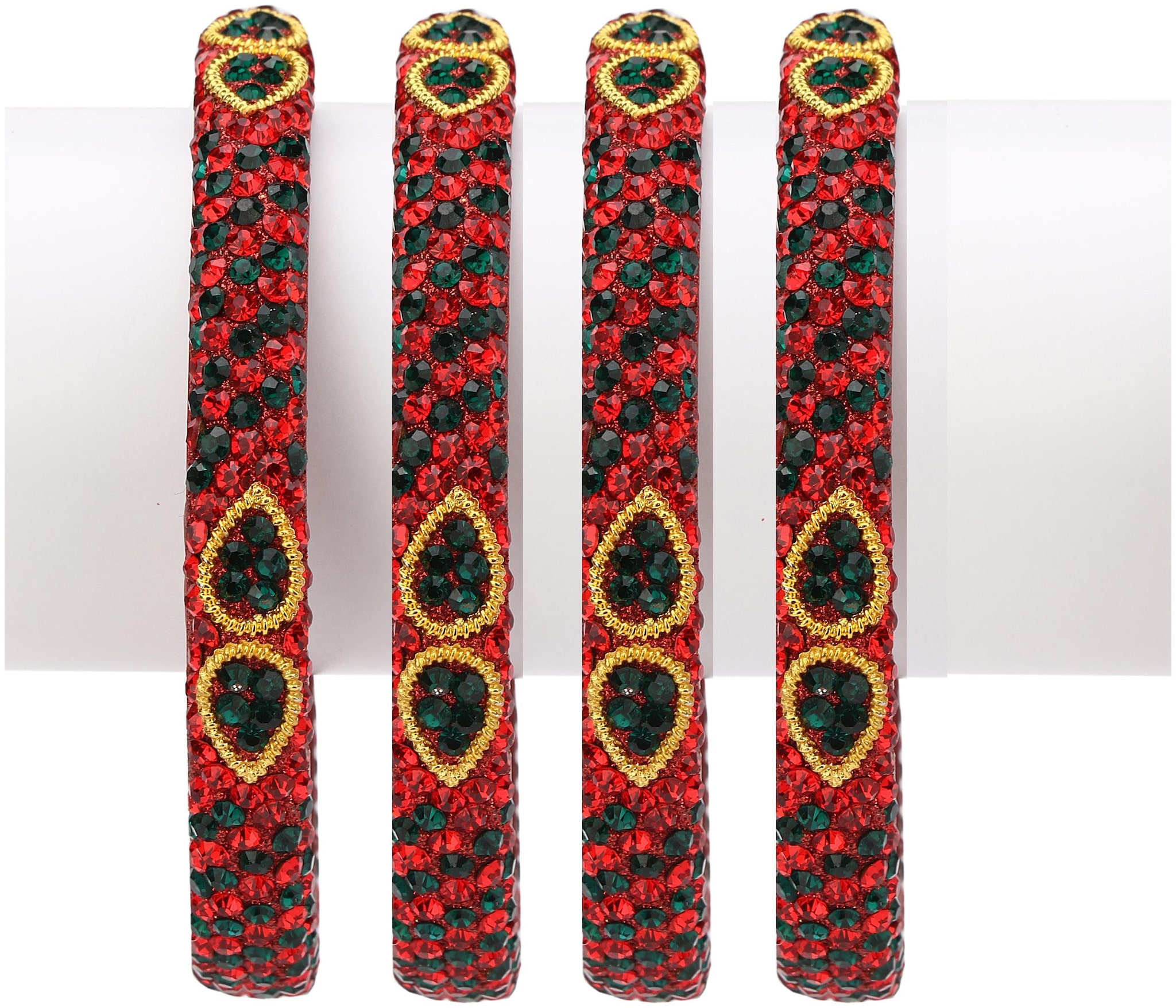 

Somil Exclusive Wedding Collection Kada Bangle Set Designer Ornamented Red Golden (Size 2 4)f334