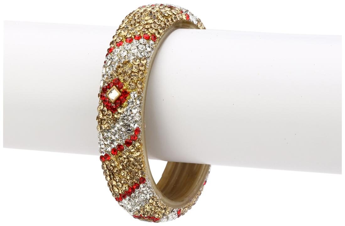 

Somil Exclusive Wedding Collection Kada Designer Ornamented Red White Golden (Size 2 6)
