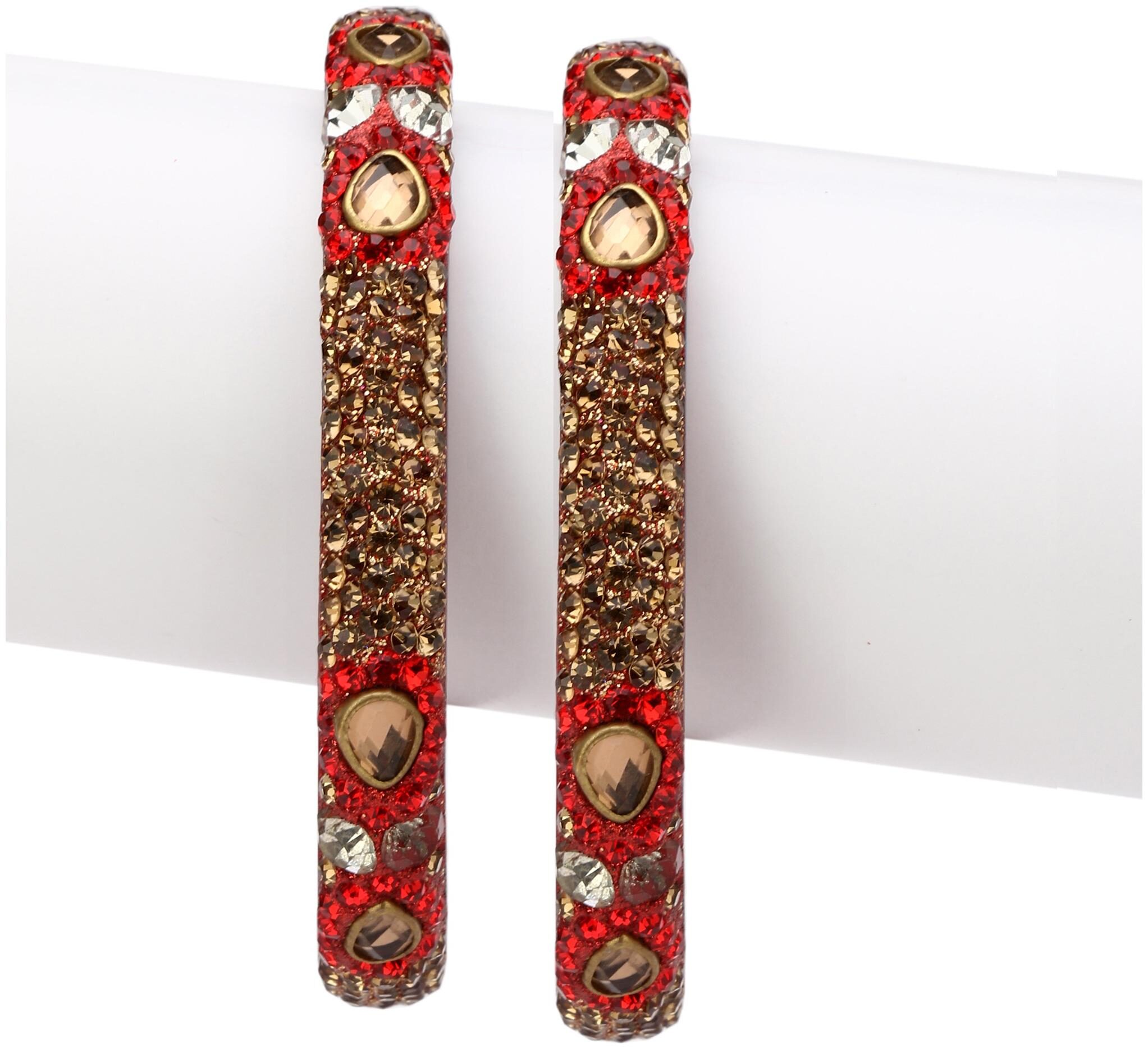 

Somil Exclusive Wedding Collection Kada Bangle Set Designer Ornamented Red Golden (Size 2 8)3i02