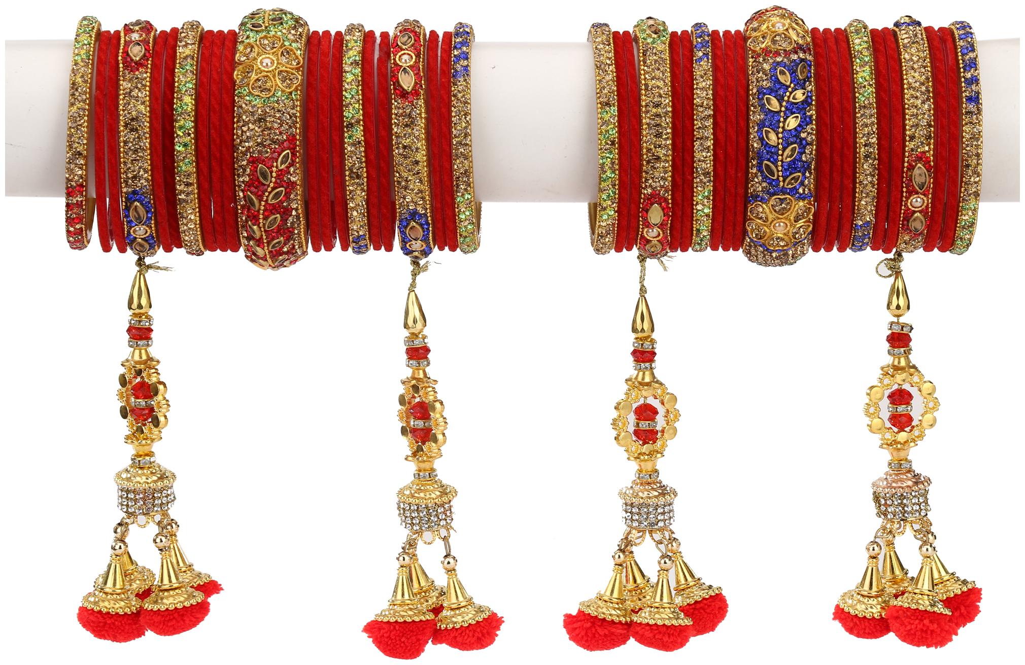 

Somil Traditional Party Bangle Set With Latkan Bridal Collection (Set Of 42 Bangles Kada)