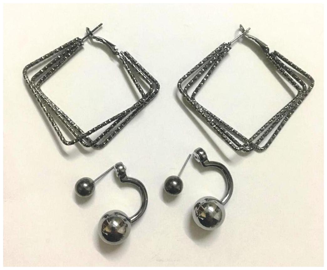 

SparkEve Combo Pack of stud dangler and metallic diamond hoop Silver Silver