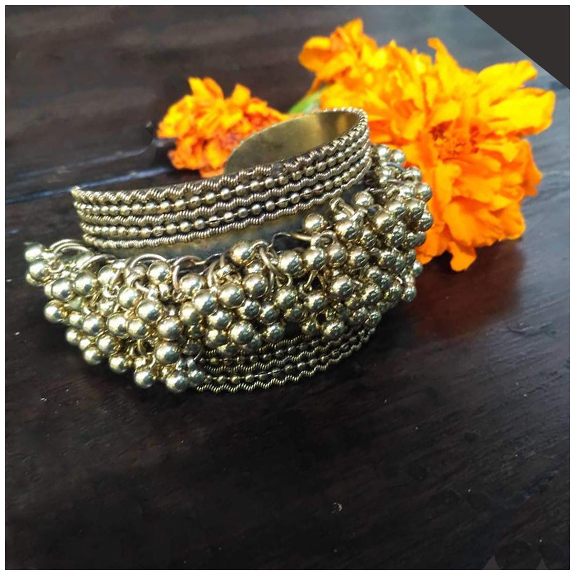 

Sparkeve Ghungroo Cuff Bangle Bracelet Comfortable Kada