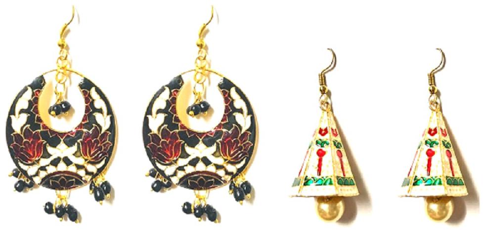 

Sparkeve Meenakari Work With Beautifull Colors Hoop And Jhumki Earrings For Women
