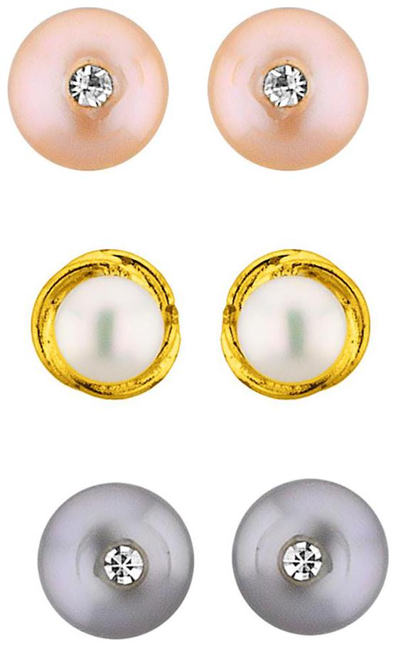 

Sri Jagdamba Pearls Combo Of 3 Fresh Water Pearl Earrings
