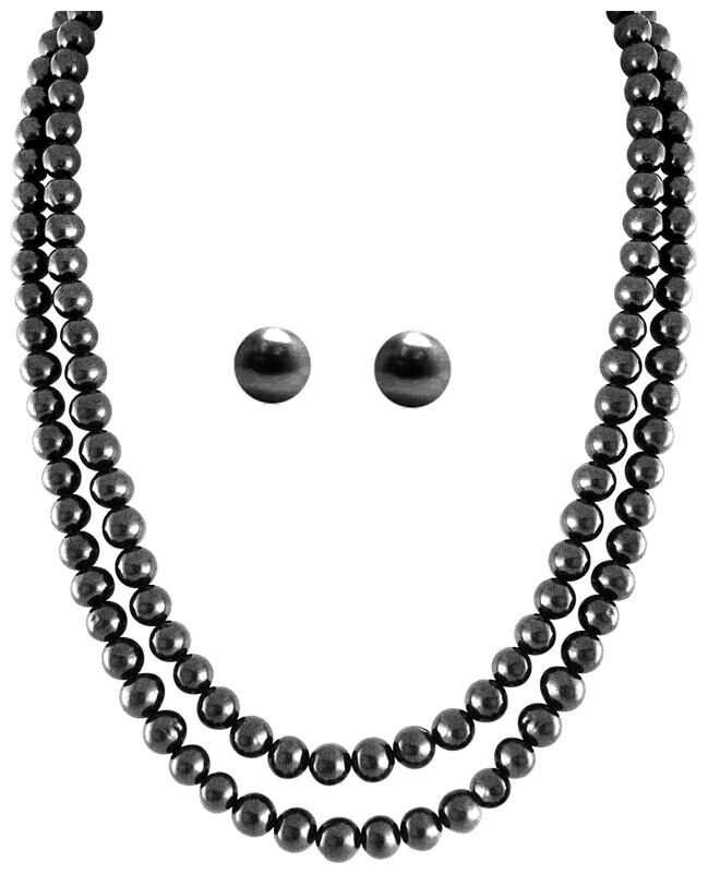 

Sri Jagdamba Pearls New Full Black Pearls Set