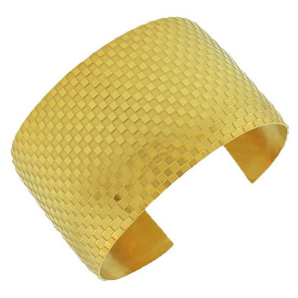

Stainless Steel Yellow Gold Open End Square Womens Cuff Bracelet