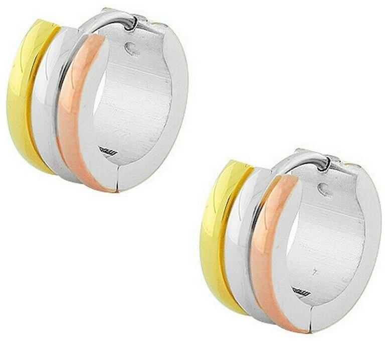 

Stainless Steel Two-Tone Hoop Huggie Earrings
