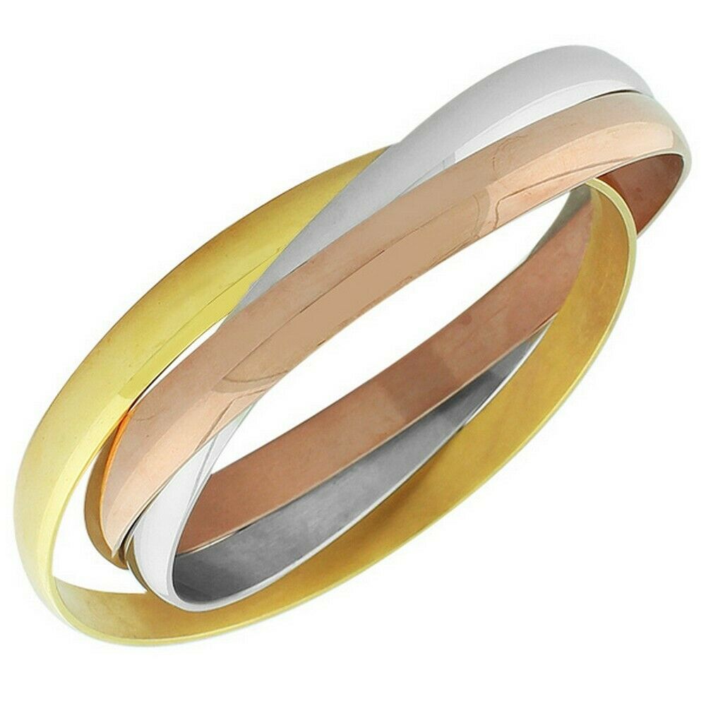

Stainless Steel Yellow White Rose Gold Tone Stackable Womens Bangle Bracelets