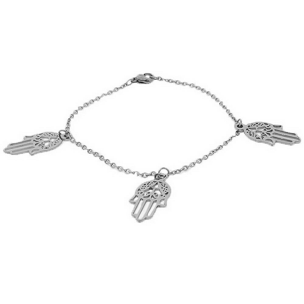 

Stainless Steel Silver-Tone Evil Eye Link Chain Bracelet