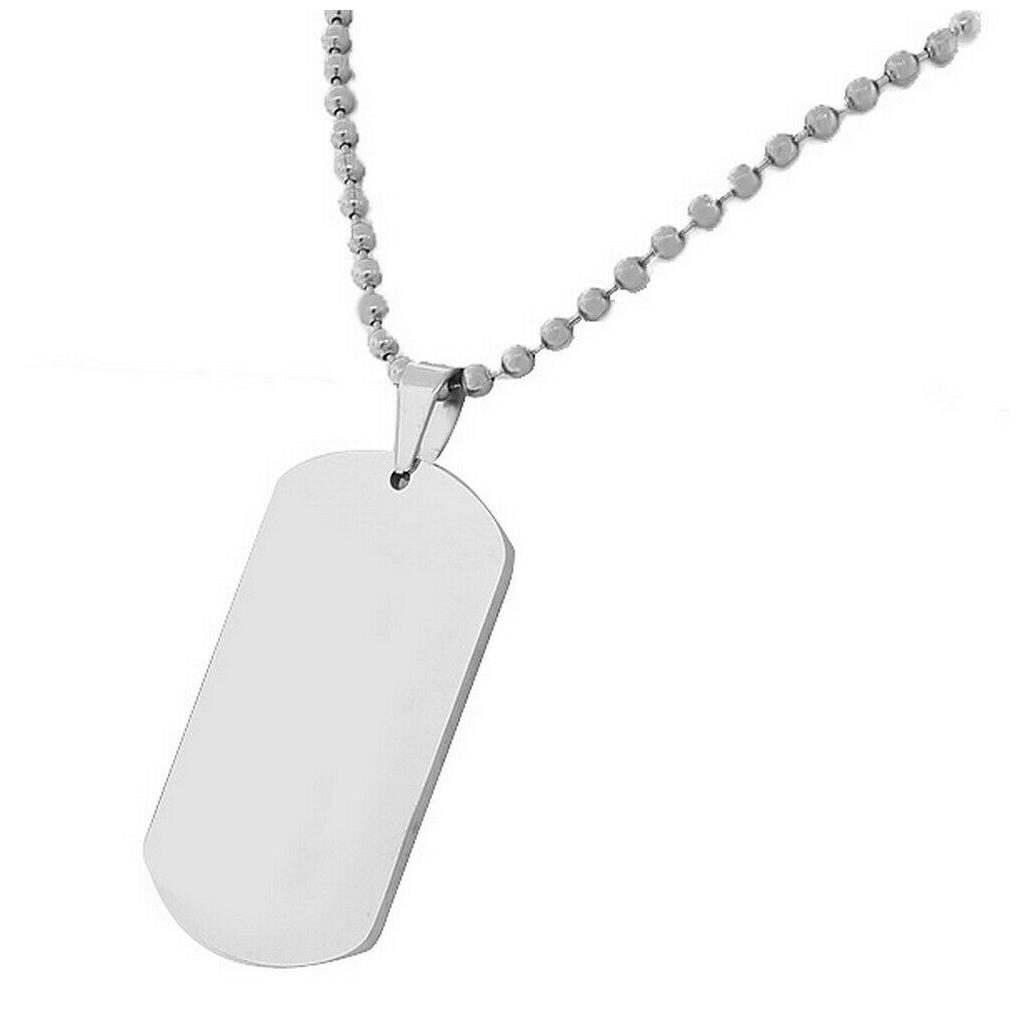 

Stainless Steel Silver-Tone Dog Tag Necklace Pendant with Chain