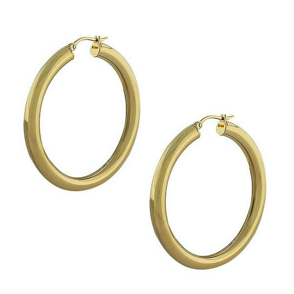 

Stainless Steel Yellow Gold-Tone Womens Hoop Earrings 2 00in Diameter