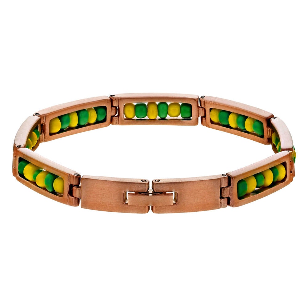 

Stainless Steel Rose Matte Tone Link Idle Orula Bracelet Babalawos Santeria 8