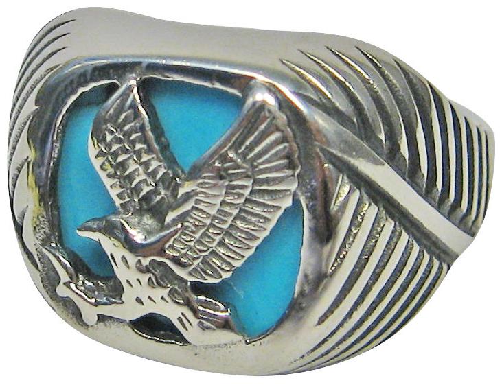

Stainless Steel Eagle Ring Size 9 10 11 12 13 14 Turquoise Hypoallergenic Mens