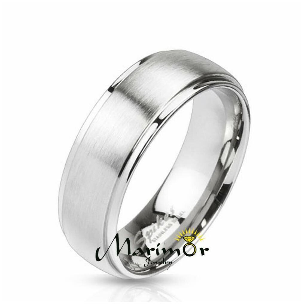 

Stainless Steel 316L Brushed Metal Center Wedding Band Ring 6mm-8mm Wide Sz 5-14