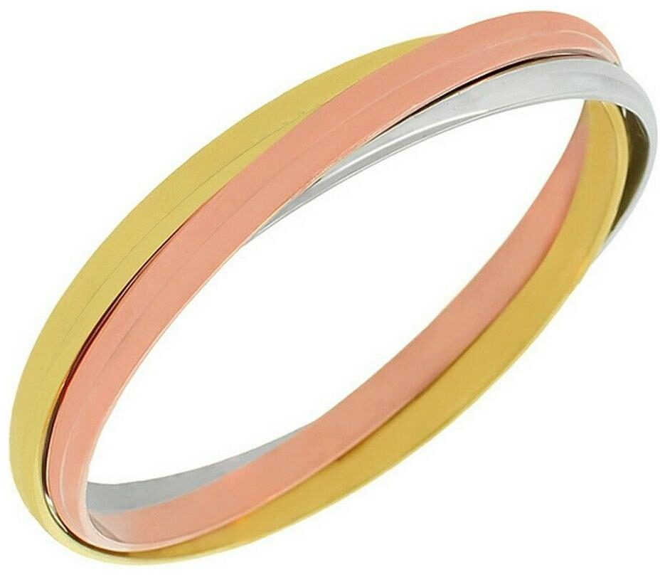 

Stainless Steel Silver Yellow Rose Gold-Tone Interlocked Three Bangle Bracelets