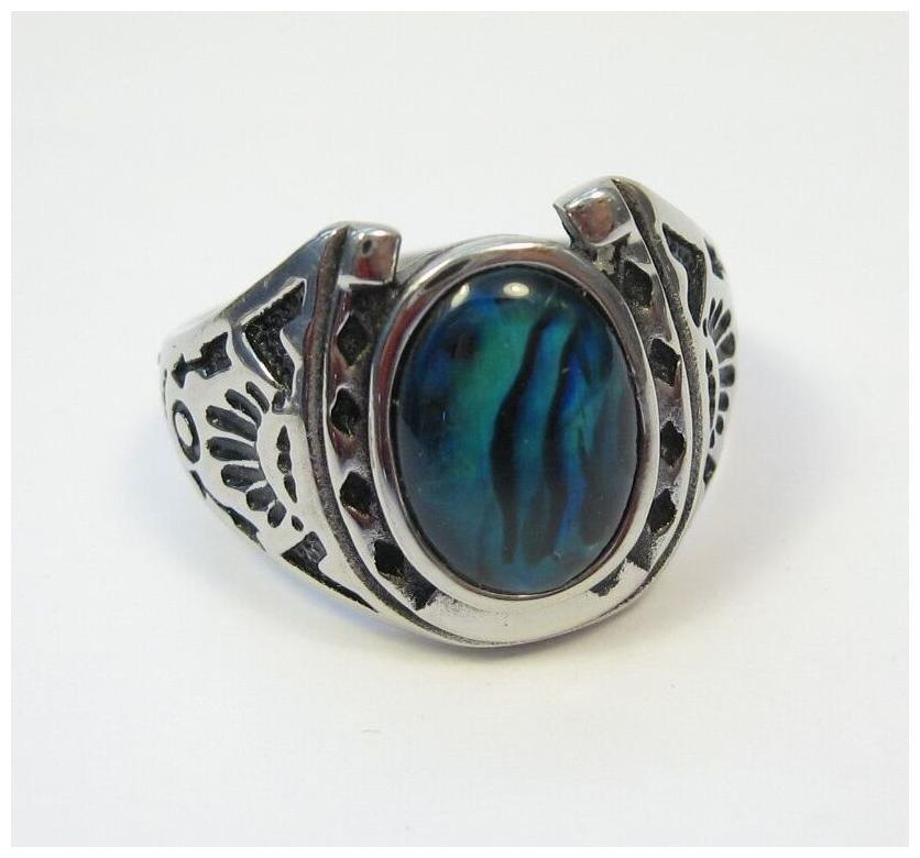 

Stainless Steel Abalone Shell Horseshoe Ring Size 9 10 11 12 13 14 Paua Hypo