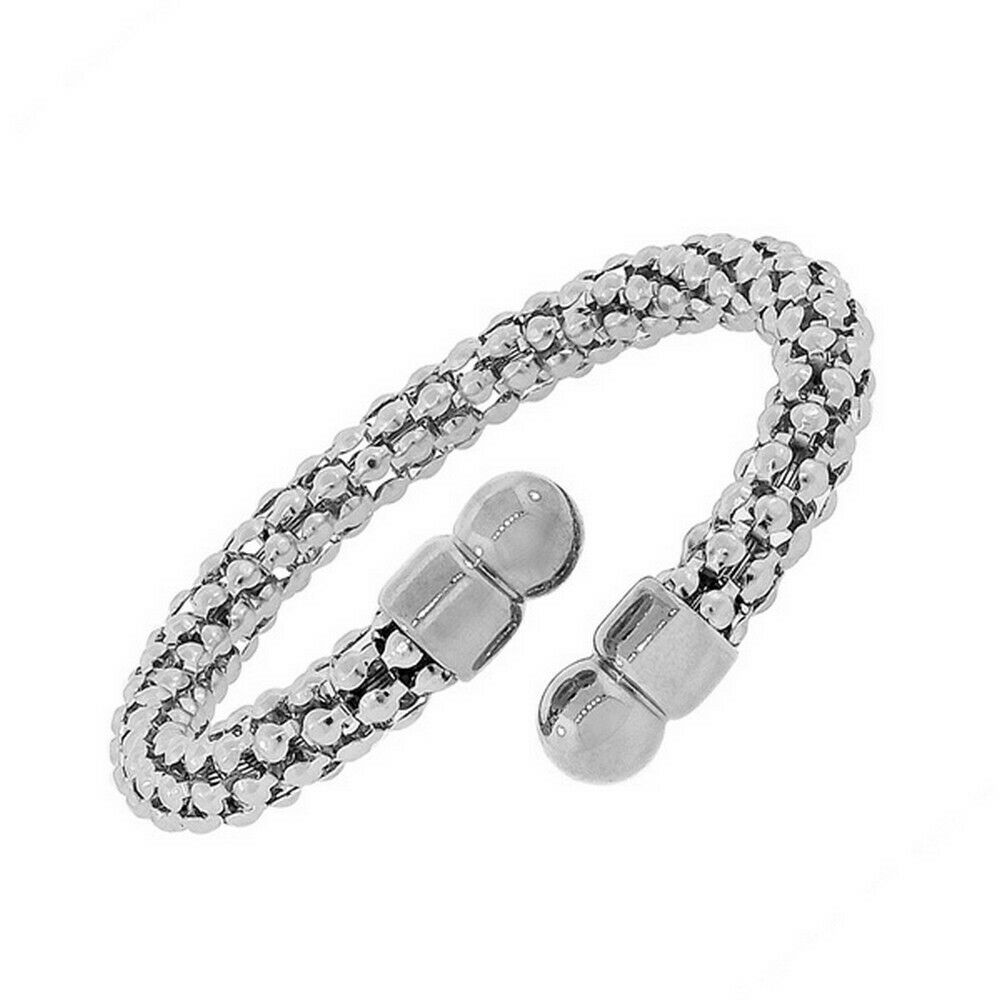 

Stainless Steel Silver-Tone Open End Womens Bangle Bracelet