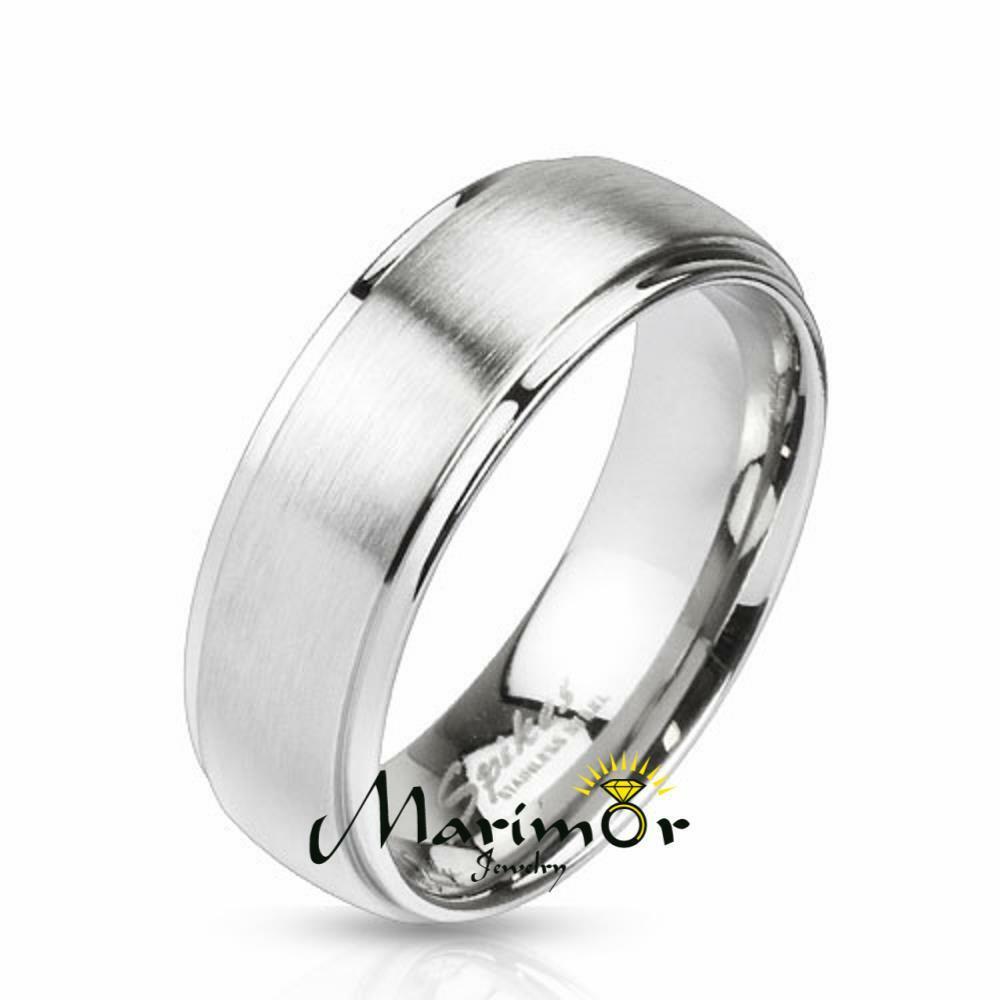 

Stainless Steel 316L Brushed Metal Center Wedding Band Ring 6mm-8mm Wide Sz 5-14