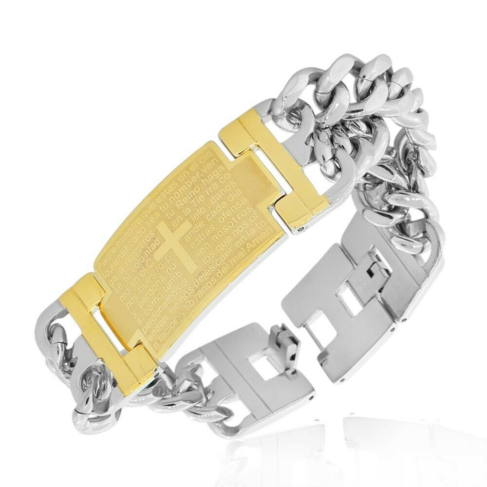

Stainless Steel Men s Religious Lord s Prayer Padre Nuestro Spanish Bracelet