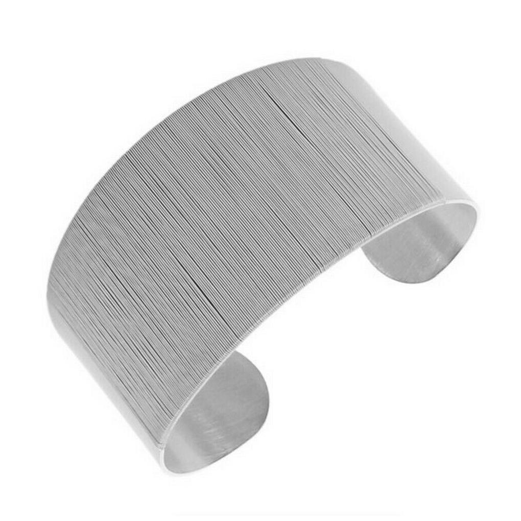 

Stainless Steel Silver-Tone Classic Wrap Womens Bangle Bracelet with Open End